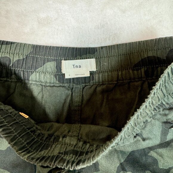 TNA Aritzia Alix Jogger Pants Green Camouflage Cotton-twill Women's Size S - Picture 5 of 11